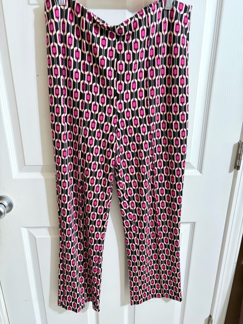 Jules & Leopold Pink and Black Geometric Wide-Leg Pants